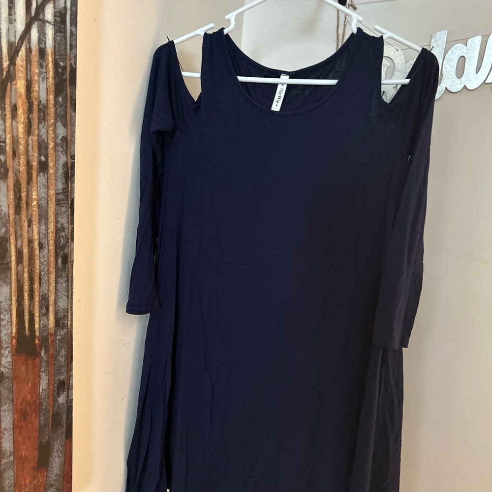 NELLY cold shoulder knee length swing dress
